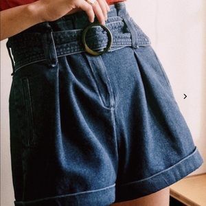 NWT Sezane High-Waist Denim Shorts